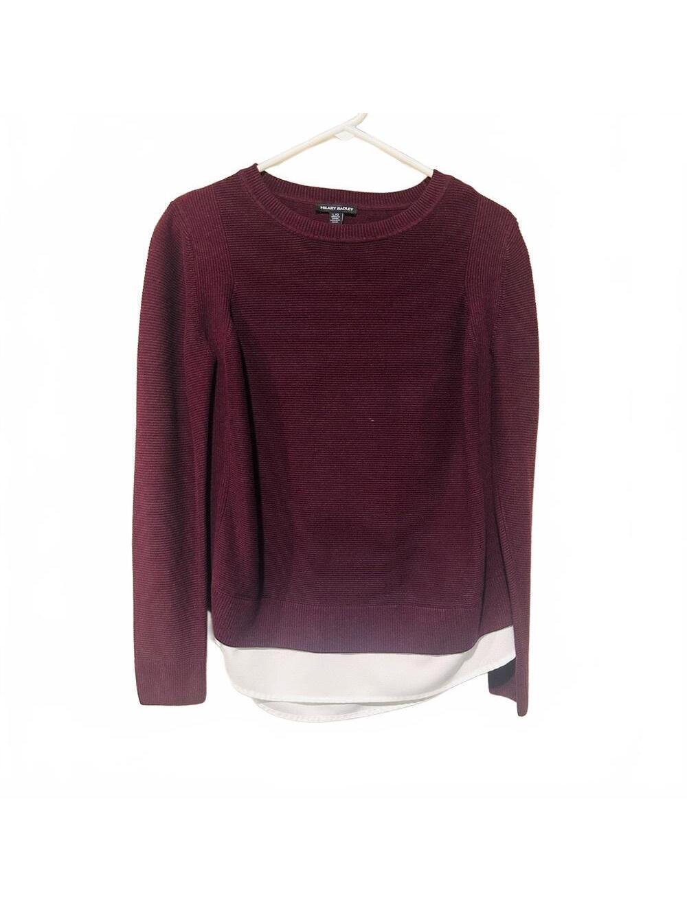 Elegant Burgundy Sweater with White Hem